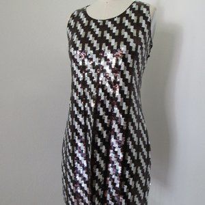 Houndstooth Sequin Body-con Mini Dress NWT Size L